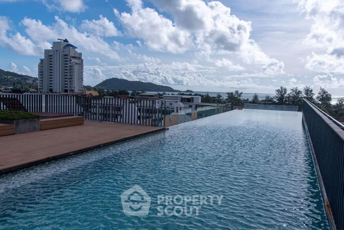 Stunning rooftop infinity pool with panoramic city and mountain views.