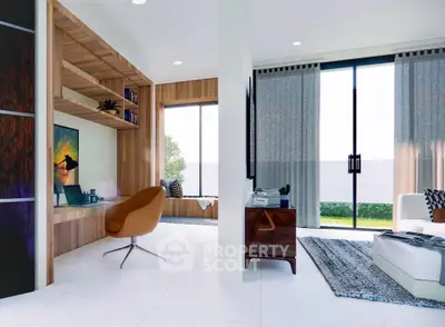 Modern living room with stylish decor and natural light