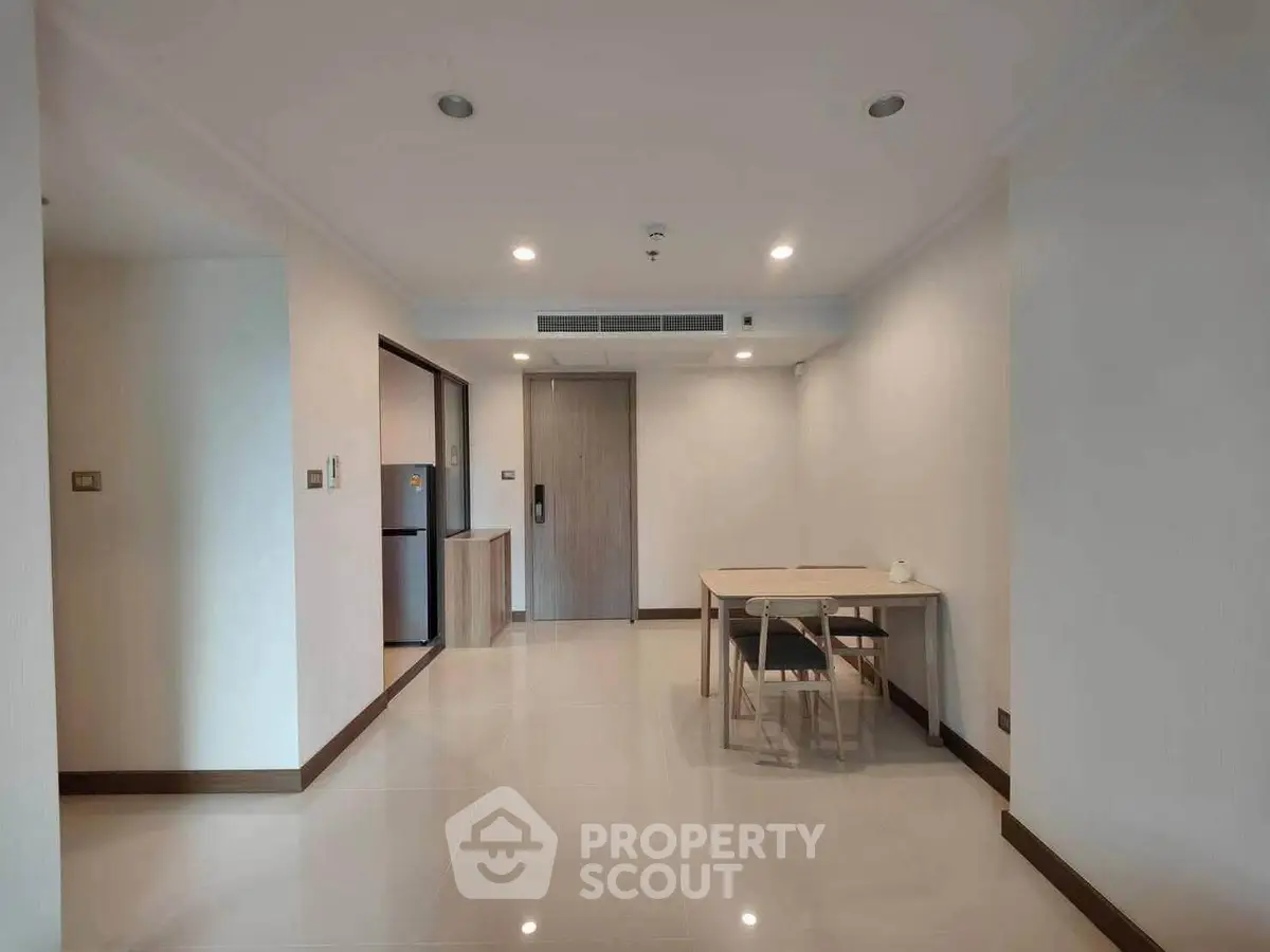 Spacious modern apartment interior with open layout and minimalist design