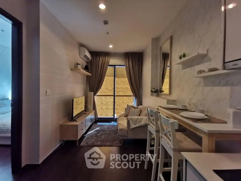 Cozy modern living room with stylish decor and natural light