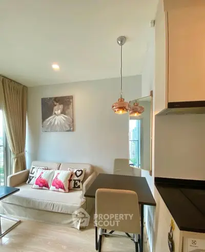 Chic modern living room with stylish decor and cozy seating area