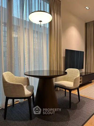 Elegant modern living room with stylish furniture and ambient lighting