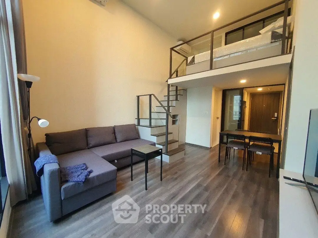 Modern loft apartment with mezzanine bedroom and stylish living area
