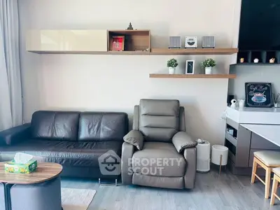 Modern living room with sleek furniture and stylish decor