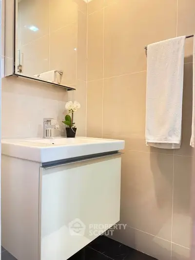 Modern bathroom with sleek vanity and elegant decor