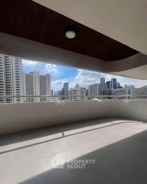 Spacious balcony with stunning city skyline view