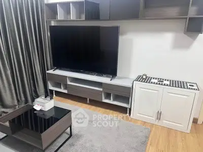 Modern living room with sleek TV stand and stylish decor