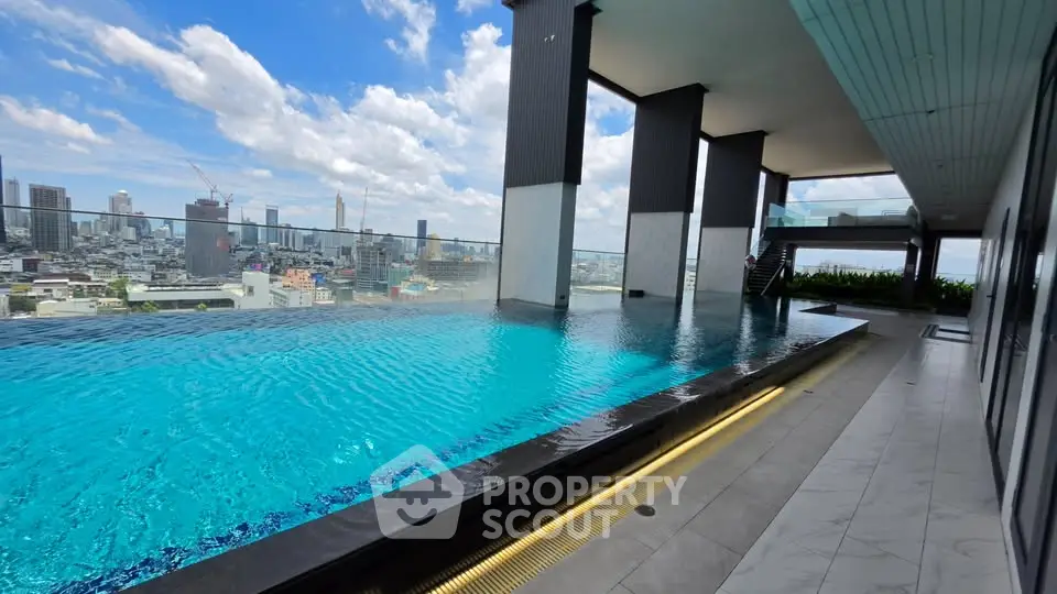 Luxurious rooftop infinity pool with stunning city skyline views, perfect for relaxation and leisure.