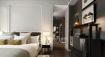 Luxurious bedroom with elegant decor and walk-in closet, perfect for modern living.