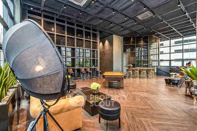 Luxurious modern living room with high ceilings and stylish decor