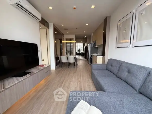 Spacious modern living room with open layout and stylish decor