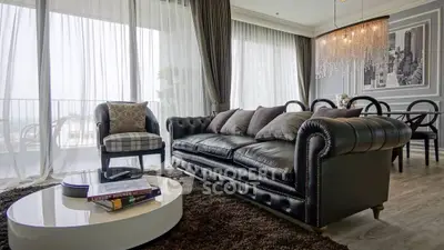 Luxurious living room with elegant leather sofa and chic decor