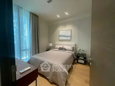 Cozy modern bedroom with elegant decor and natural light