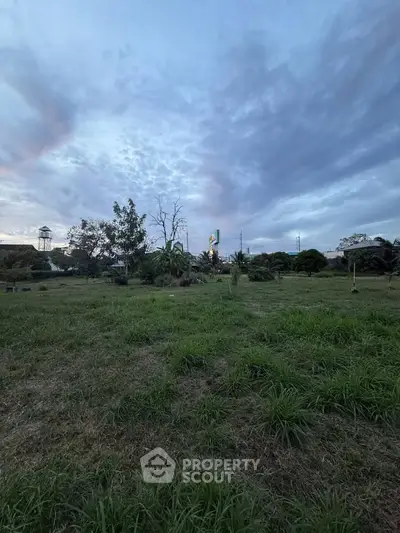 Expansive green land with potential for development under a dramatic sky, ideal for real estate investment.