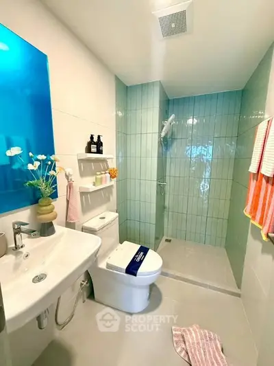 Modern bathroom with sleek design and walk-in shower