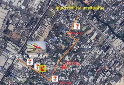 Aerial view map highlighting real estate location near convenience stores and shopping center.
