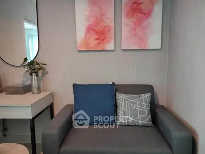 Cozy living room with modern decor and stylish artwork