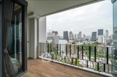 Stunning city view from modern balcony in high-rise apartment