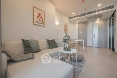 Modern living room with stylish decor and cozy seating area