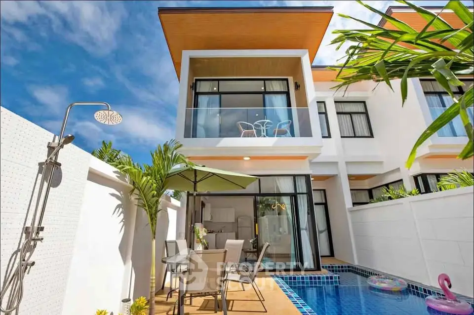 Modern villa with private pool and balcony, perfect for luxury living.