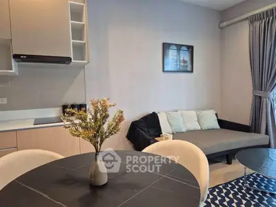 Modern living room with stylish decor and cozy seating area