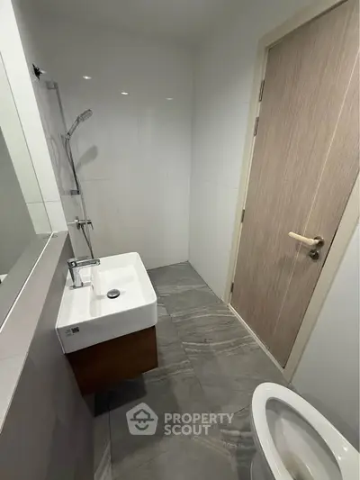 Modern bathroom with sleek fixtures and minimalist design