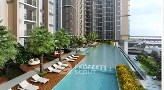 Luxurious condominium with stunning pool and lush greenery, perfect for modern living.
