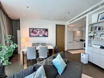 Modern living room with dining area and open kitchen layout