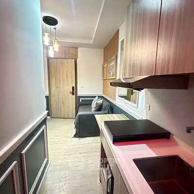 Modern compact apartment with stylish kitchen and cozy living area