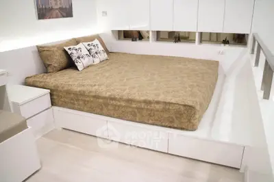 Modern bedroom with built-in storage and elegant decor