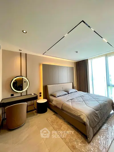 Luxurious modern bedroom with elegant decor and natural light