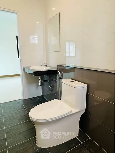 Modern bathroom with sleek fixtures and contemporary design