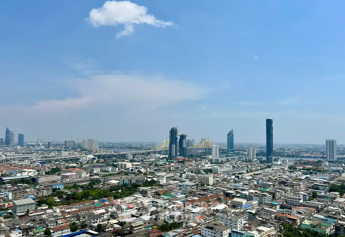 Stunning cityscape view showcasing modern skyline and urban landscape under a clear blue sky.