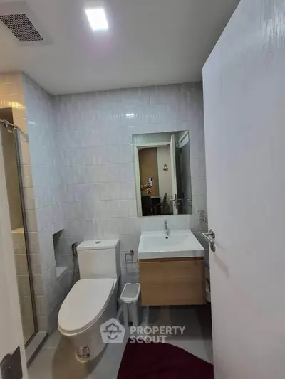 Modern bathroom with sleek fixtures and minimalist design