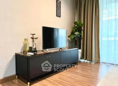 Modern living room with sleek TV stand and elegant decor