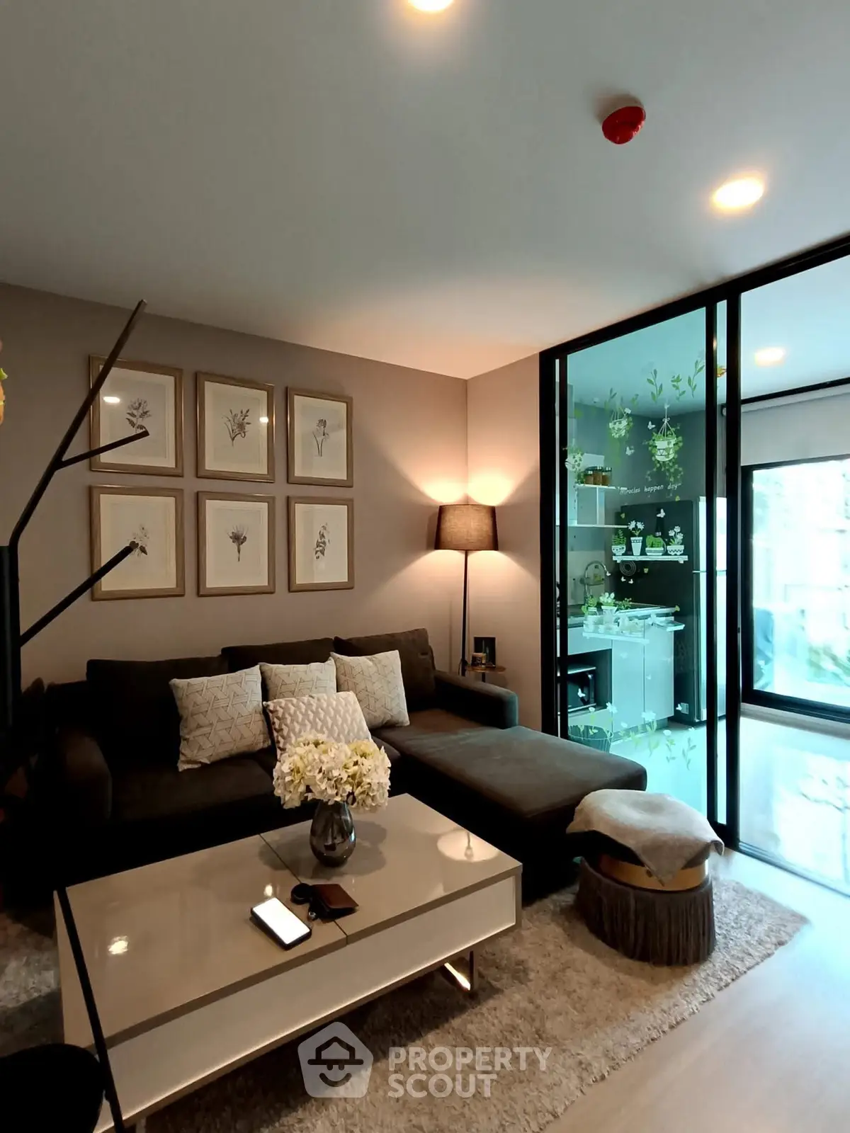 Stylish modern living room with cozy sectional sofa and elegant decor