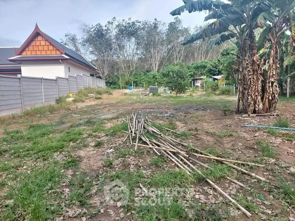 Spacious land plot with lush greenery and potential for development.
