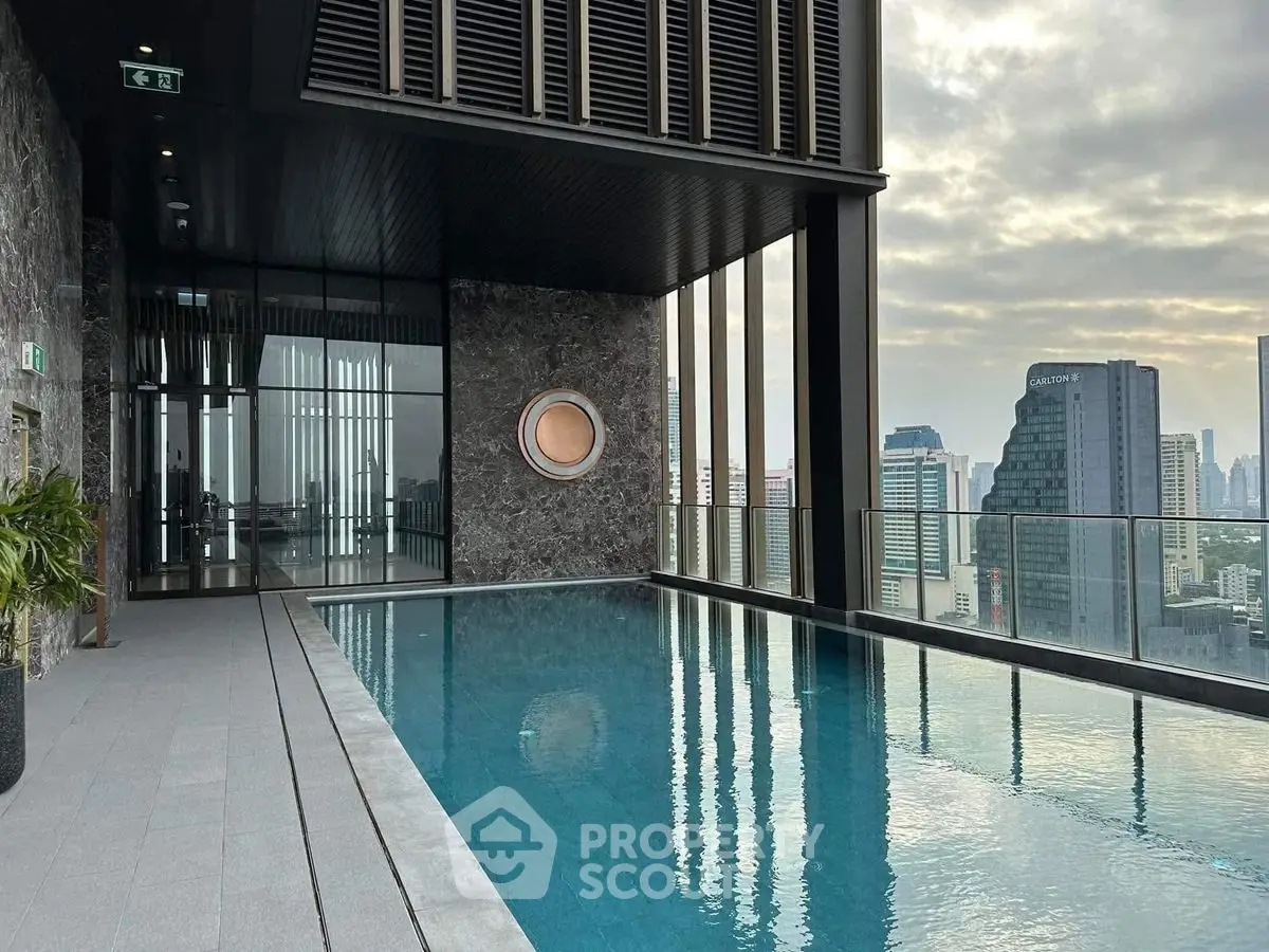 Luxurious rooftop pool with stunning city skyline views, perfect for relaxation and leisure.