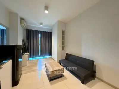 Modern living room with sleek furniture and natural light