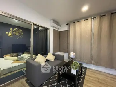 Modern living room with cozy sofa and stylish decor in a contemporary apartment