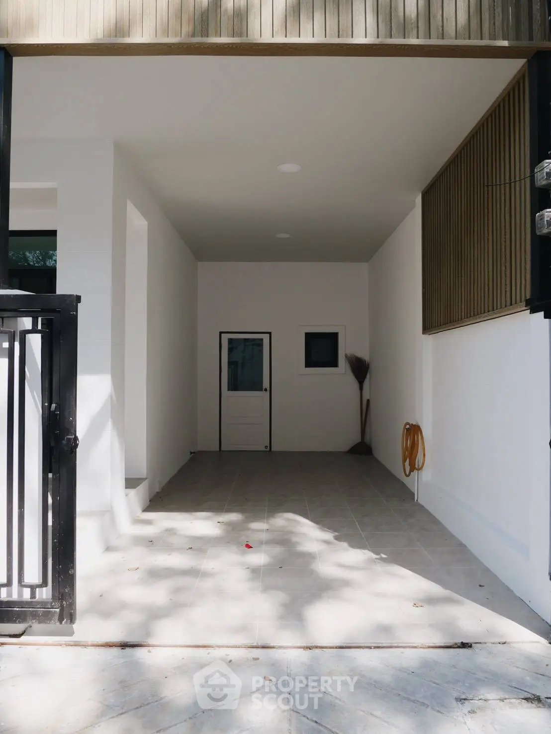Modern minimalist entrance with clean lines and neutral tones