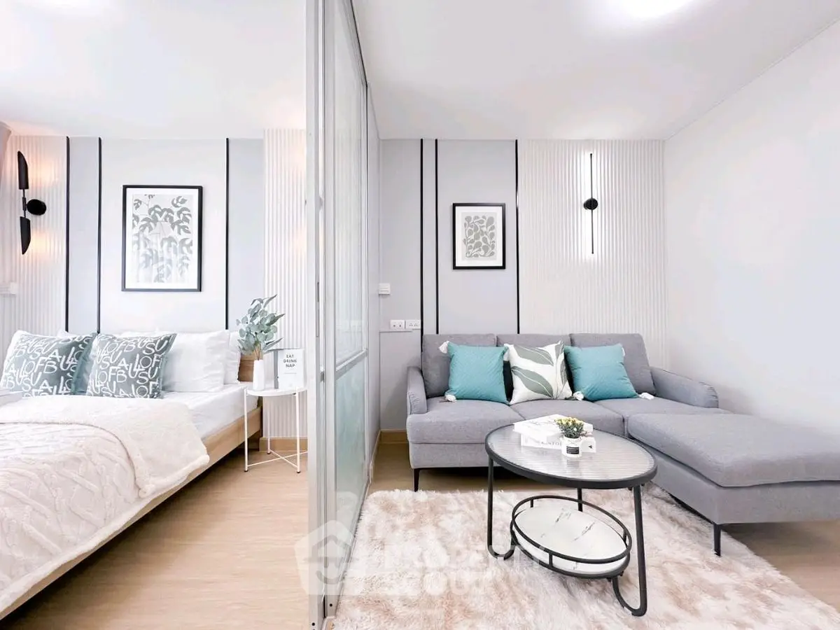 Modern studio apartment with stylish decor and cozy living area
