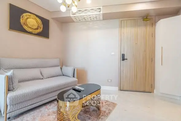 Modern living room with elegant sofa and stylish coffee table