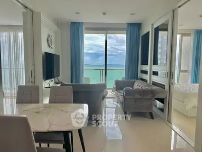 Luxurious living room with ocean view and elegant decor