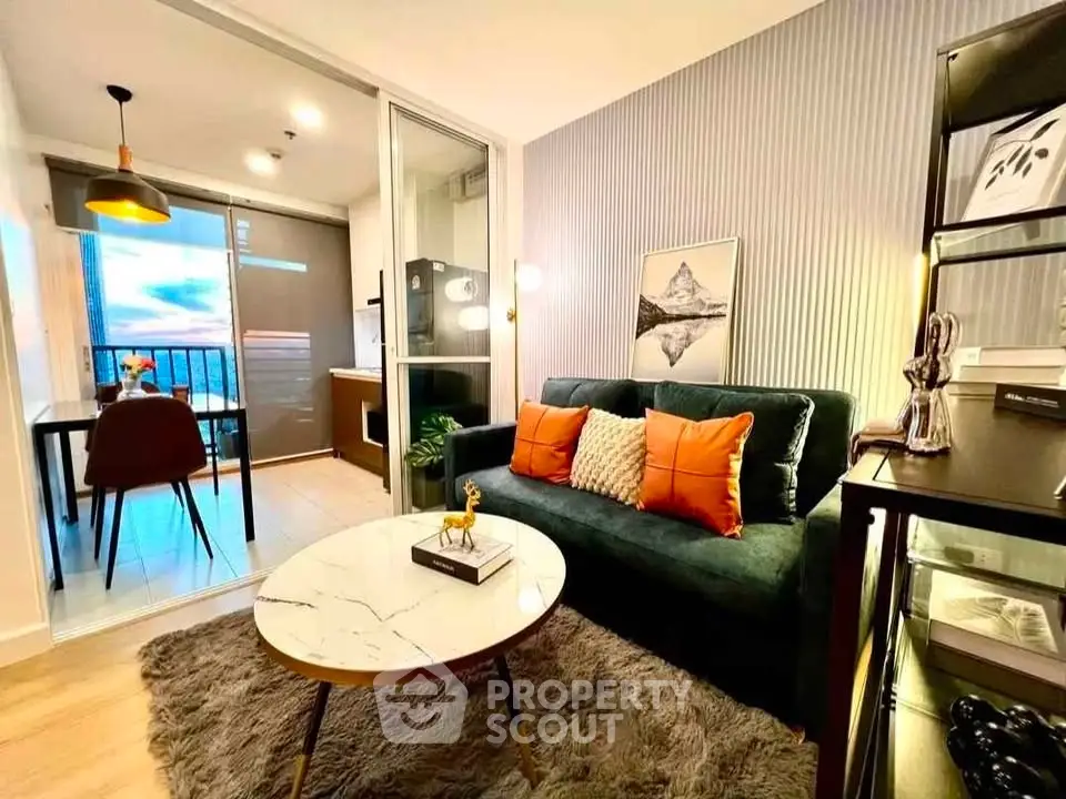 Stylish living room with modern decor and cozy ambiance