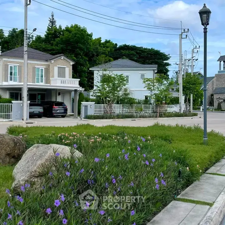 Charming suburban neighborhood with modern homes and lush greenery, perfect for family living.