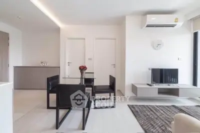 Modern living room with sleek furniture and minimalist design