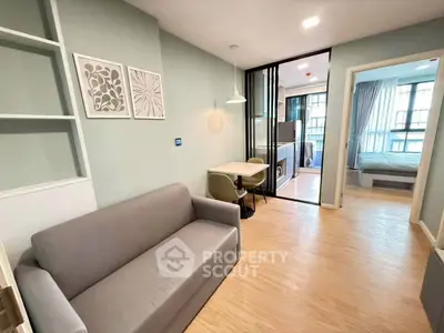 Modern apartment interior with cozy living room and stylish bedroom