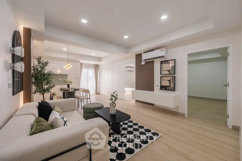 Spacious modern living room with open layout and stylish decor