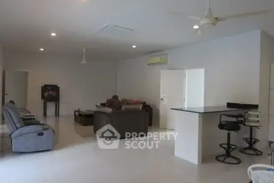 Spacious living room with modern furniture and open layout